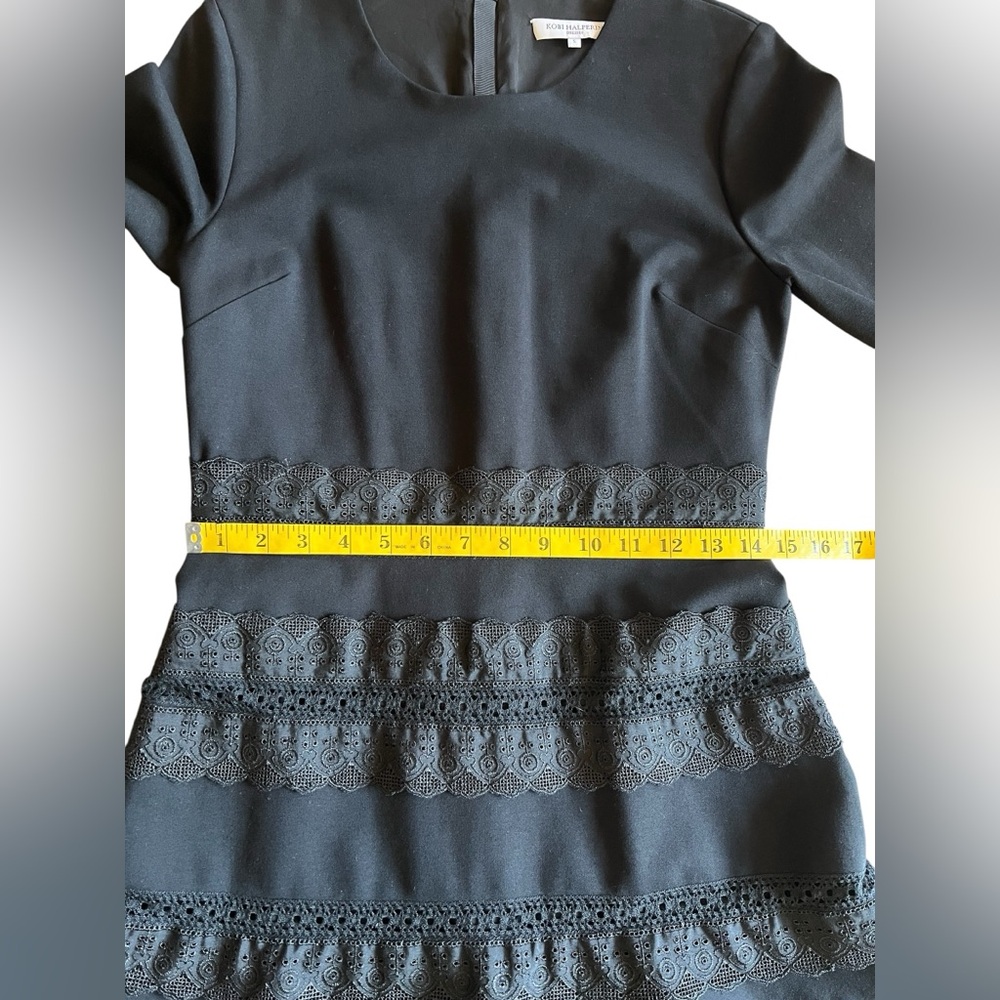 KOBI HALPERIN Preslie Black Lace Detail Bell Sleeve Cocktail Luxury Dress Sz S - Picture 10 of 11